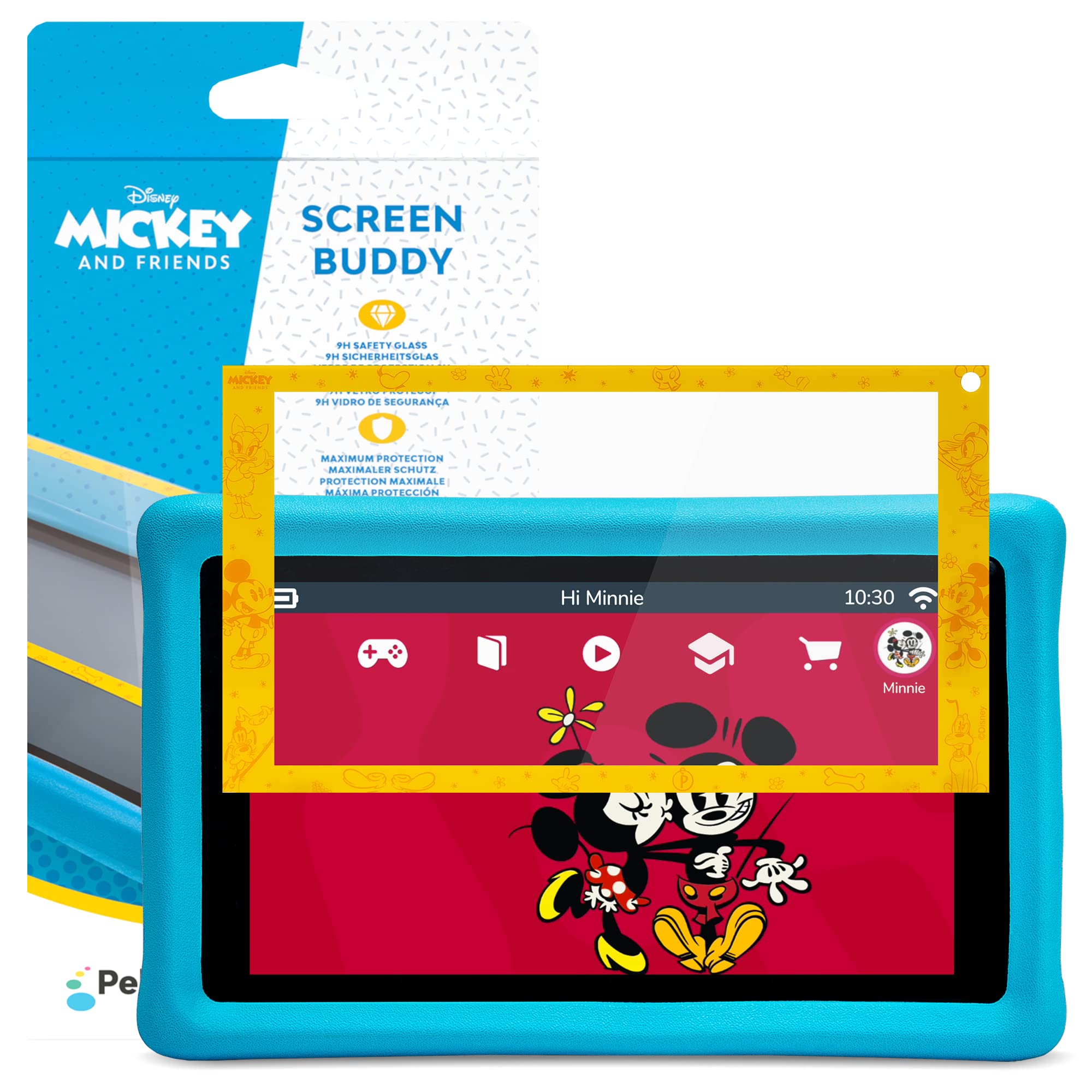 Pebble Gear Disney Mickey and Friends Screen Buddy for 7" kids tablet - 9H safety glass with Disney Mickey and Friends-Design