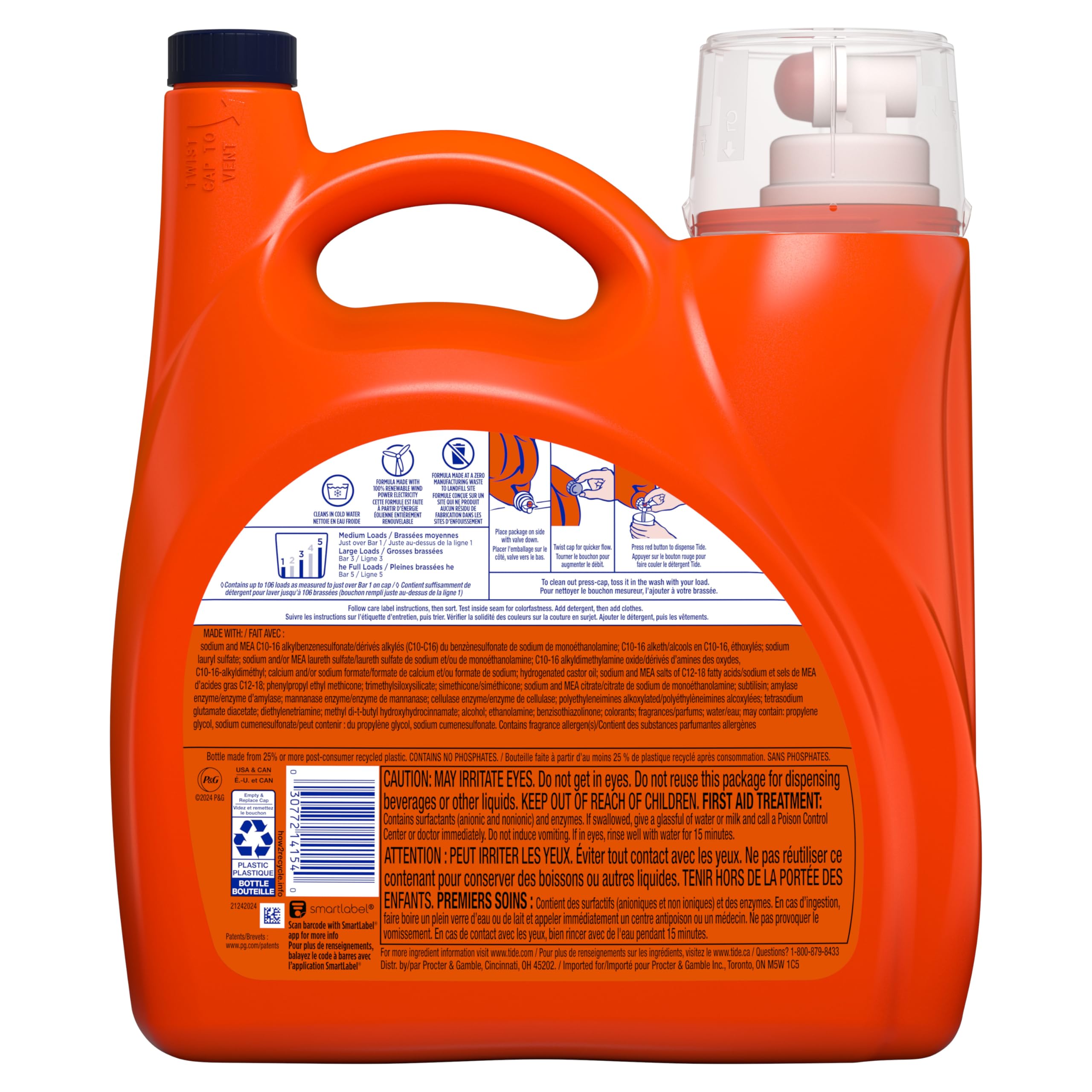 Tide Hygienic Clean Heavy 10x Duty Liquid Laundry Detergent, HE Compatible, Original Scent, 149 fl oz, 106 loads
