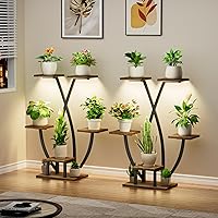 Plant Stand Indoor with Grow Light - 2 Pack Metal Plant Shelf, 6 Tiered Corner Plant Stand for Multiple Plants Display Rack H