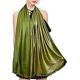 Gragengs Women's Sparkling Metallic Pashmina Shawls and Wraps Long Party Scarf Solid Color Two Tone