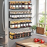 SMRCAD Magnetic Spice Rack for Refrigerator Seasoning Organizer for Spice Fridge Shelf storage Magnetic Shelf with Hook for Oven (4pack-Cut out-Black)