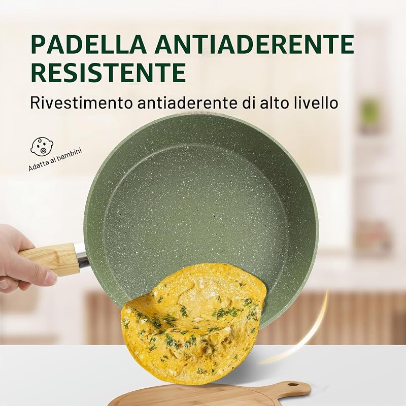 Set di Pentole e Padelle con Coperchio, 12 pezzi,Verde
