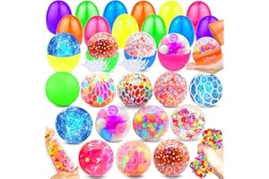 ALUNME Prefilled Easter Eggs with Squishy Toys, 12 Styles Stress Balls for Kids Boys Girls,Stress Relief Squeeze Fidget Toys 