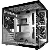 MOROVOL MATX PC Case,270&deg; Panoramic Tempered Glass Panel Gaming PC Case,3 Fans Pre-Installed Micro-ATX Computer Case,USB 3.0,Black(V3)