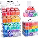 Bead Organizer Box,84pcs Small Plastic Containers with Lids | Multi-Layer Storage, Portable Carry Handle, Clear Plastic Bins,