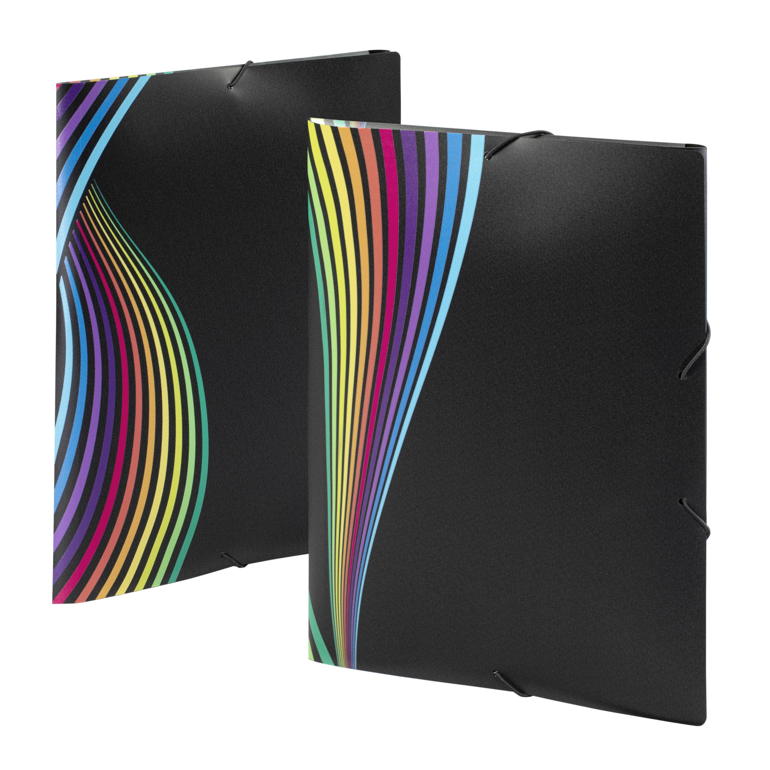 Viquel - Rainbow Class A4 Elastic Folder - 3 Flap Closure - Made of Durable Recycle Plastic - Made in France - Random Visual - Black