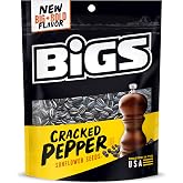BIGS Sunflower Seeds, Cracked Pepper Flavor, 5.35 oz. (Pack of 12) | 8g protein per serving; Cracked Pepper flavor; great for baseball games, tailgates, road trips &amp; desk snacking