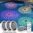 Kitloo Solar Powered Rechargeable Floating Pool Lights Float Pool Lights with Remote Control 9 Lighting Timing Modes IPX7 Waterproof for Ground Pools Bathtub Pool Party (4)