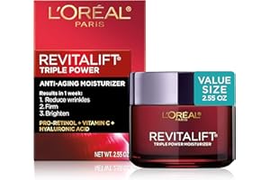 L'Oreal Paris Revitalift Triple Power Anti-Aging Face Moisturizer, Pro Retinol, Hyaluronic Acid & Vitamin C, Reduce Wrinkles 2.55 Oz