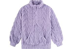 RAISEVERN Girls Sweatshirt Quarter Zipper Warm Sherpa Fleece Jacket Pullover Hoodies with Pockets 6-13 Years