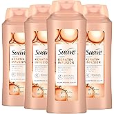 Suave Professionals Smoothing Shampoo For Dry Hair Keratin Infusion Hair Shampoo with 48-hour Frizz Control 28 oz, Pack of 4