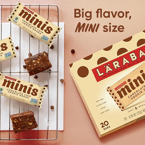 LARABAR CHOCOLATE CHIP COOKIE DOUGH MINI BARS, GLUTEN FREE VEGAN BAR, 20 CT