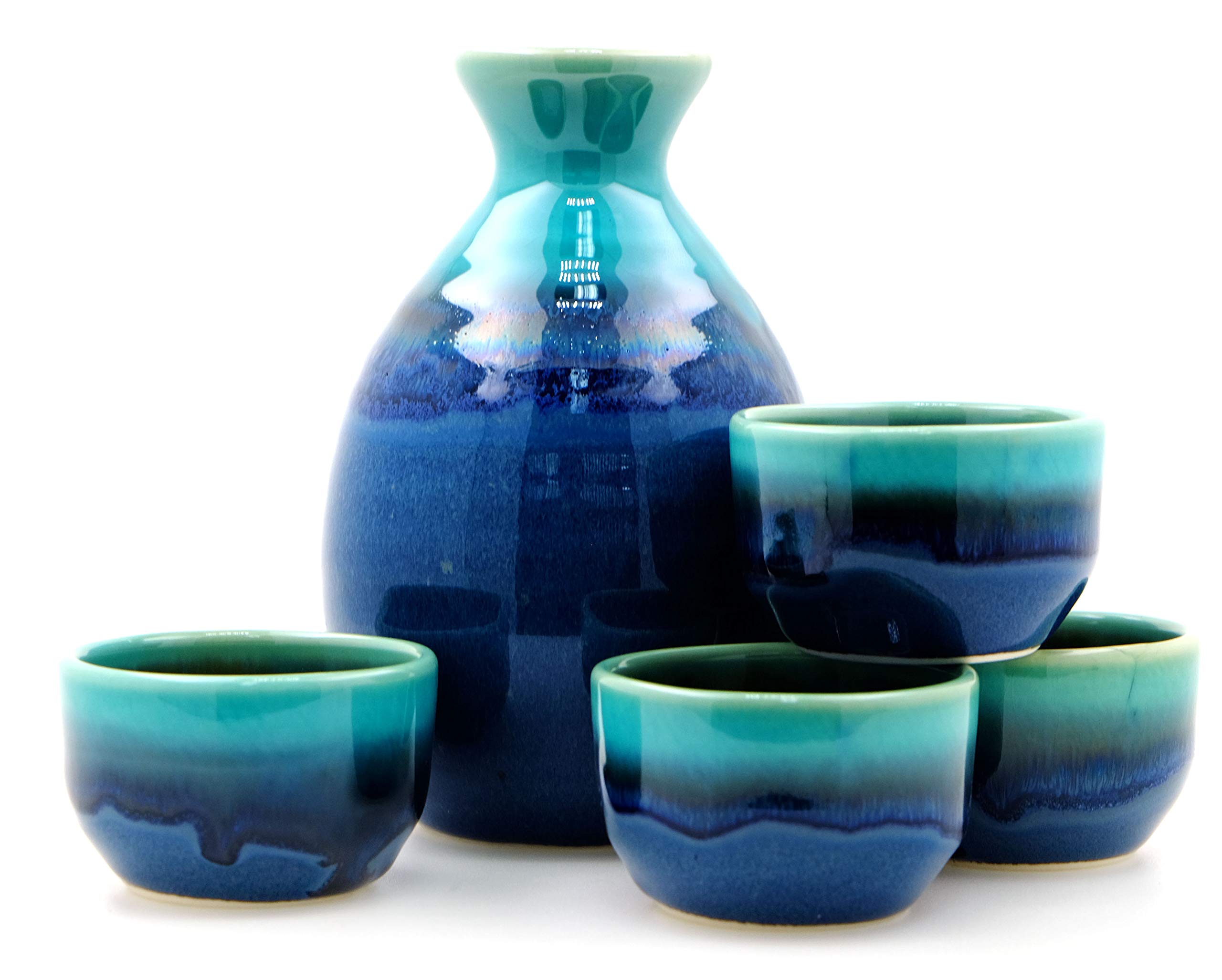 Blue Lagoon Sake Set 4 Cups - Japanese