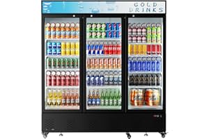 ECEVT 55 Cu.ft. Commercial Beverage Refrigerators Glass Door Refrigerator Upright Display Cooler with Soft LED Light and Adjustable Shelves for Restaurant Grocery Stores Home