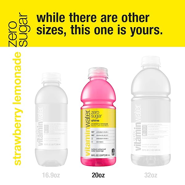 VITAMINWATER ZERO SHINE, ELECTROLYTE ENHANCED WATER W/VITAMINS, STRAWBERRY LEMONADE DRINK, 20 FL OZ
