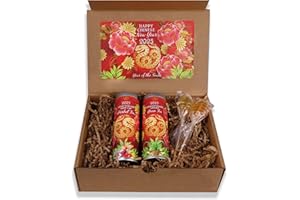 Lunar New Year Tea Gift Basket by La Tea Dah, 2 Gourmet Tea Flavors, Fruity Herbal Tea and Ginger Green Tea, Chinese New Year of the Snake 2025 Gifts