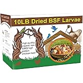 Classic Flock 10lb Dried Black Soldier Fly Larvae Chicken Feed,100% Natural Non-GMO BSF Larvae,More Calcium Than Mealworms,High Protein Chickens Treats, Food for Wild Birds, Ducks, Laying Hens
