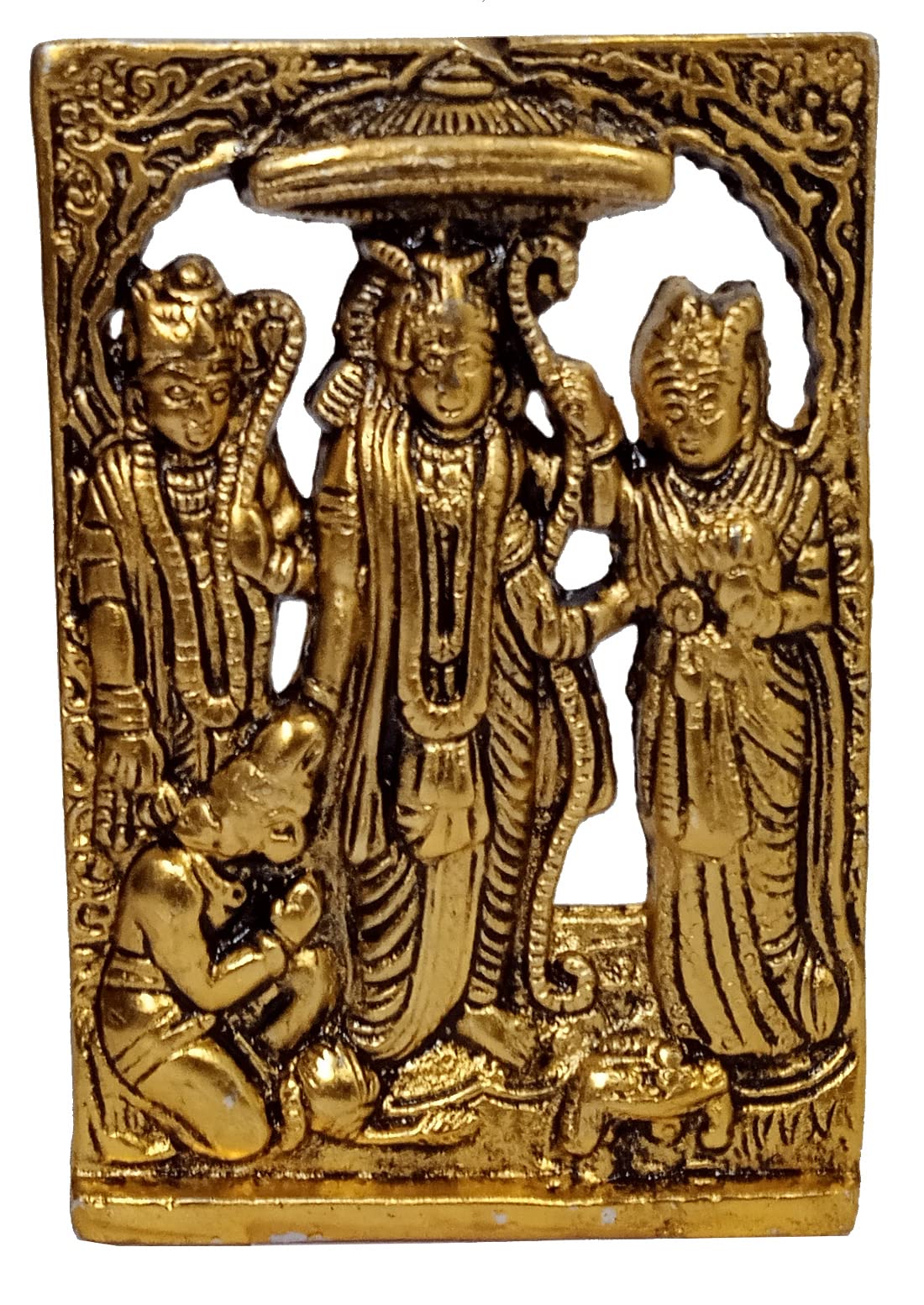 Purpledip Metal Plate Wall Hanging Ram Family Darbar: Rama, Sita, Laxman, Hanuman Statues (12608)