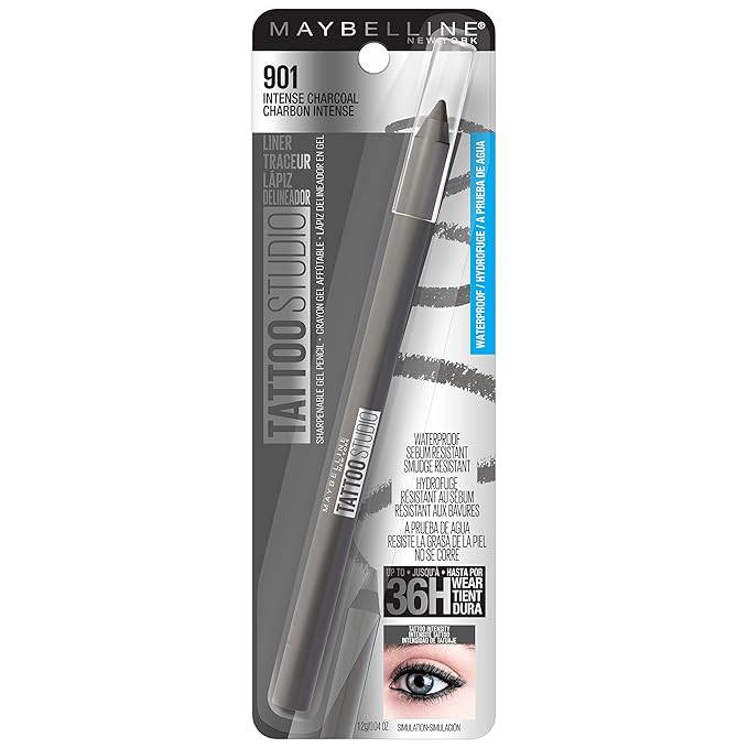 Amazon Com Maybelline New York Tattoostudio Waterproof Long Wearing Eyeliner Pencil Makeup Intense Charcoal 04 Oz Beauty