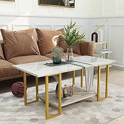 AWQM Faux Marble Table Set, Coffee Table & 2 Side