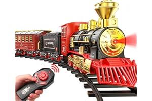 Hot Bee Remote Control Train Set,Lights and Sound,Train Sets Under Christmas Tree,Electric Model Train,Christmas Train Toys G