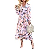 ANRABESS Women's Long Sleeve Floral Maxi Dress Casual V Neck Chiffon Boho Flowy Beach Fall Wedding Guest Party Long Dresses