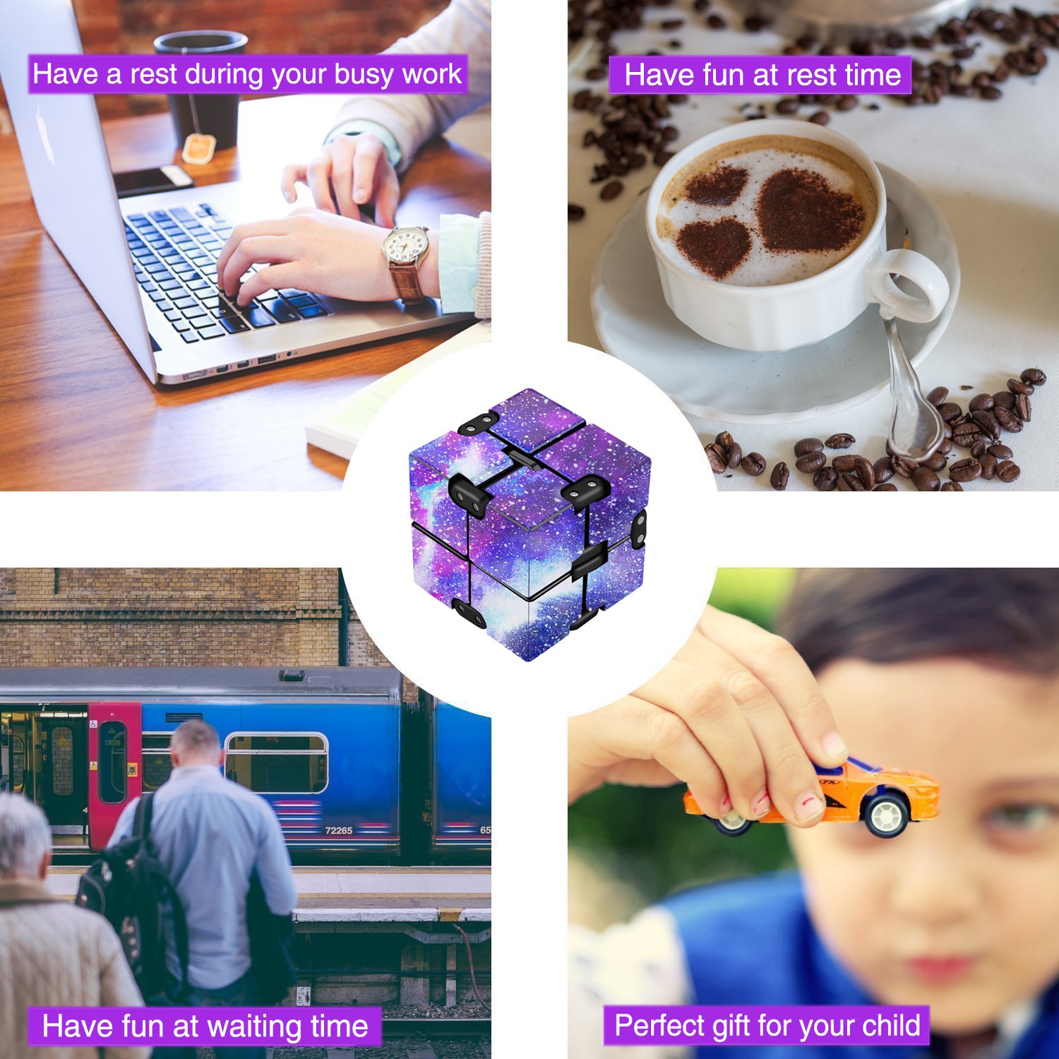 Yomiie Infinity Cube Fidget Toy for Adults and Kids, Fidget Finger Toy Stress and Anxiety Relief, Killing Time Unique Idea Cool Mini Gadget Spinner for ADD/ADHD/OCD