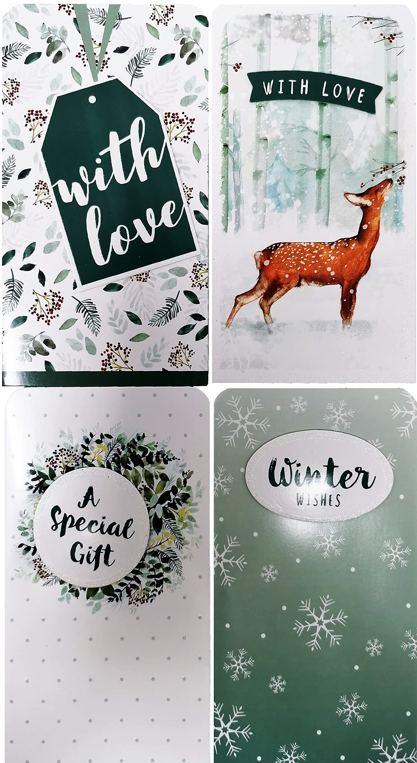Christmas Money Wallet & Envelope, Forest Frost - Pack of 4