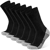 BUDERMMY Men's Cotton Moisture Wicking Heavy Cushion Crew Work Socks,6-12, 6Pairs