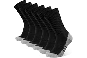BUDERMMY Men's Cotton Moisture Wicking Heavy Cushion Crew Work Socks,6-12, 6Pairs