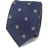 MENDEPOT Puppy Dog Paw Print Pattern Necktie With Gift Box Dog Foot Print Tie