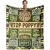 OAKZIUE Poppy Gifts from Grandchildren, Poppy Blanket 60"x50", Gifts for Poppys from Grandkids, Poppy's Gift for Grandpa, Poppys Gift Ideas for Birthday Fathers Day Christmas, Poppy's Present