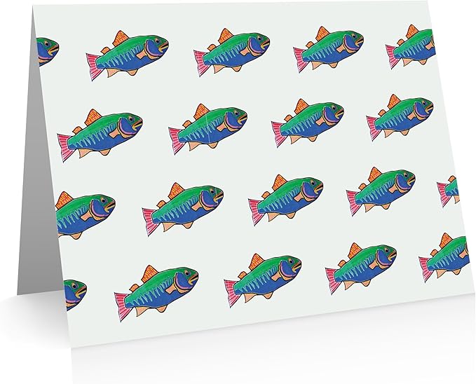 Fish Note Cards 24 Cards and Envelopes Fishing Gifts