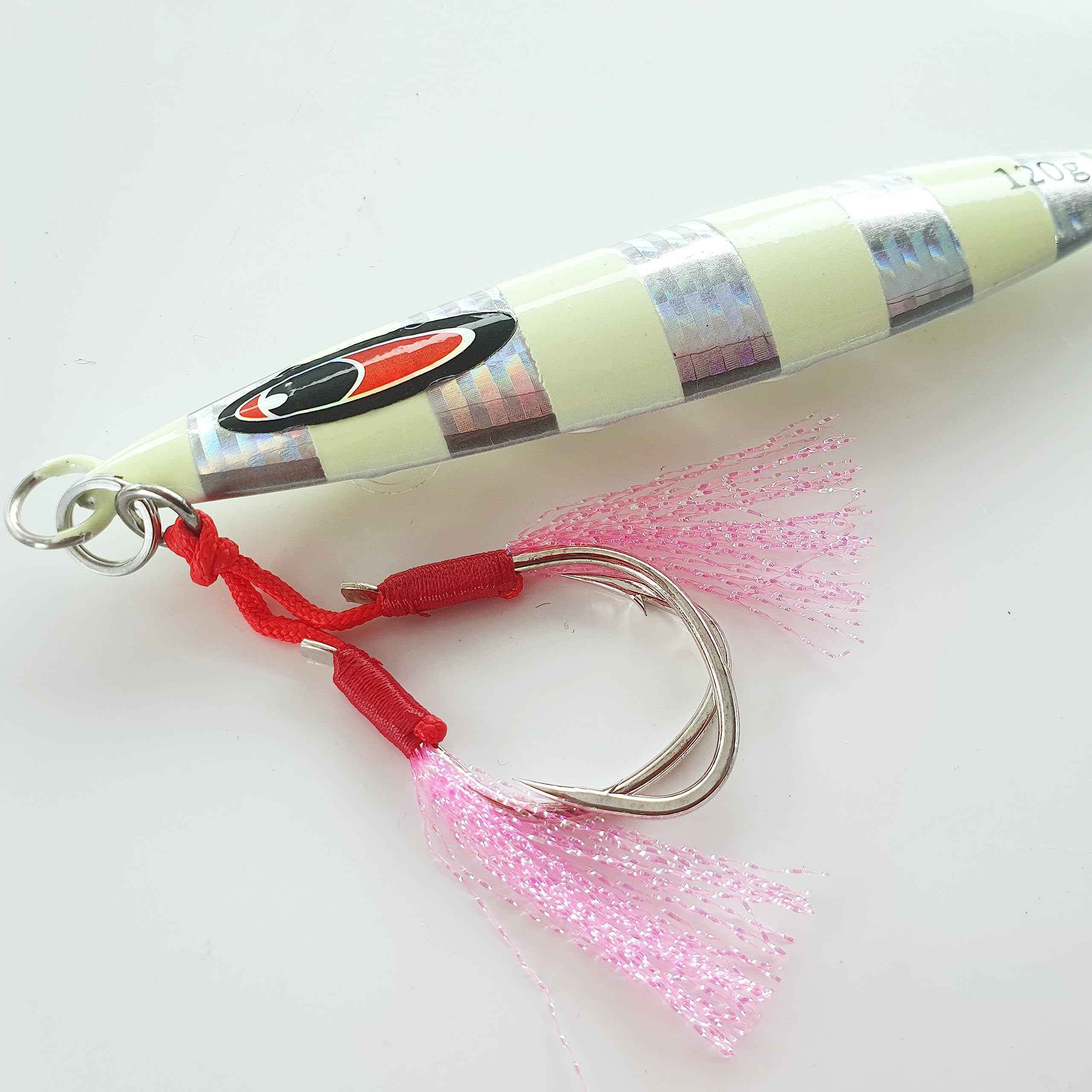 Slow Fall Jig Jigging Lure luminescent - Bass/Cod Fishing Lure (120 Gram, SILVER GLOW)