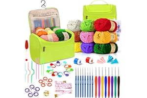 Spardar Crochet Kit, Knitting Kit for Beginners with Crochet Yarn, Crochet Hooks, Crochet Accessories and Portable Storage Ba
