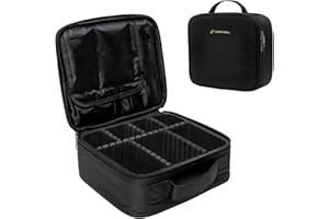 CARRYWELL |Not Made In China| Makeup Bag Travel Case, Train Case for Cosmetics, Portable Beauty Organizer, Cosmetic Storage Bag With Adjustable Dividers For Make Up and Brushes