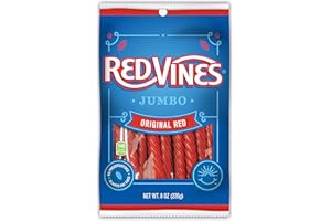 Red Vines Jumbo Licorice, Original Red Flavor, 8oz Bags (12 Pack), Soft & Chewy Candy Twists