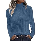 Zeagoo Womens Sweaters Turtleneck Cable Knit Long Sleeve Pullover Cute Fitted Trendy Basic Fall Winter Tops
