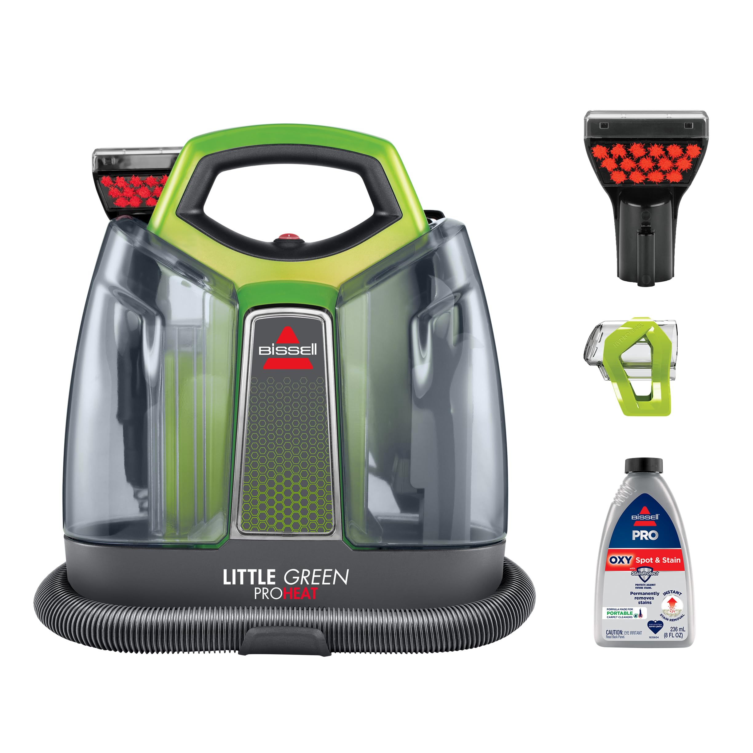 BISSELL Little Green Proheat Limpiador profundo portátil/limpiador de manchas y detallador de automóviles/automóviles con herramienta HydroRinse autolimpiante para alfombras y tapicería, 2513E