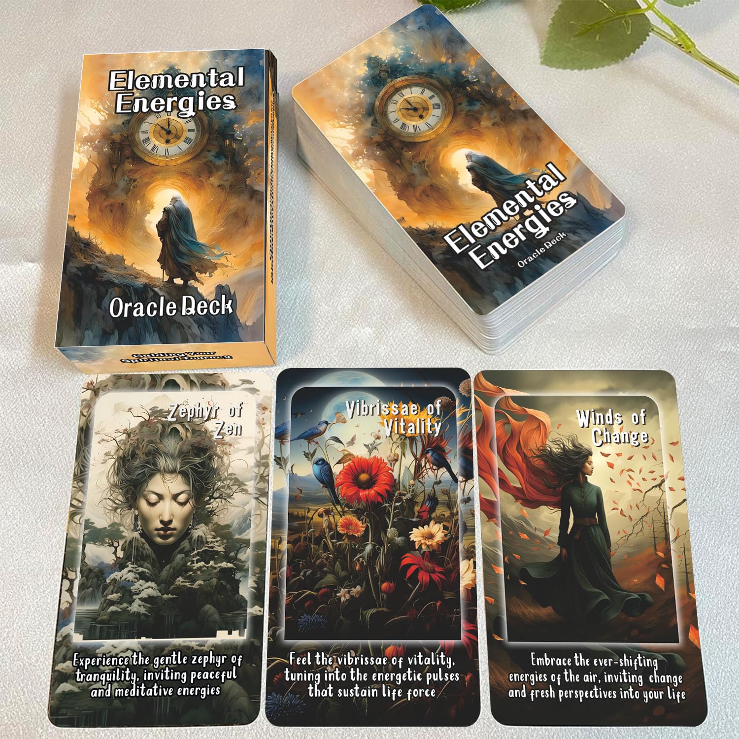 ZHQGYN Elemental Energy Oracle Cards: Harness The Power of Nature for Spiritual Guidance, Oracle Tarot Cards Readings for Beginners, clearing Life and karmic influences