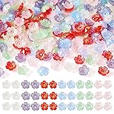 Cheriswelry 240Pcs Acrylic Flower Bead Caps 5-Petal Flower End Caps Colorful Floral Loose Spacer Beads 10.5x4mm for Bracelet Earring Necklace Making DIY Accessories
