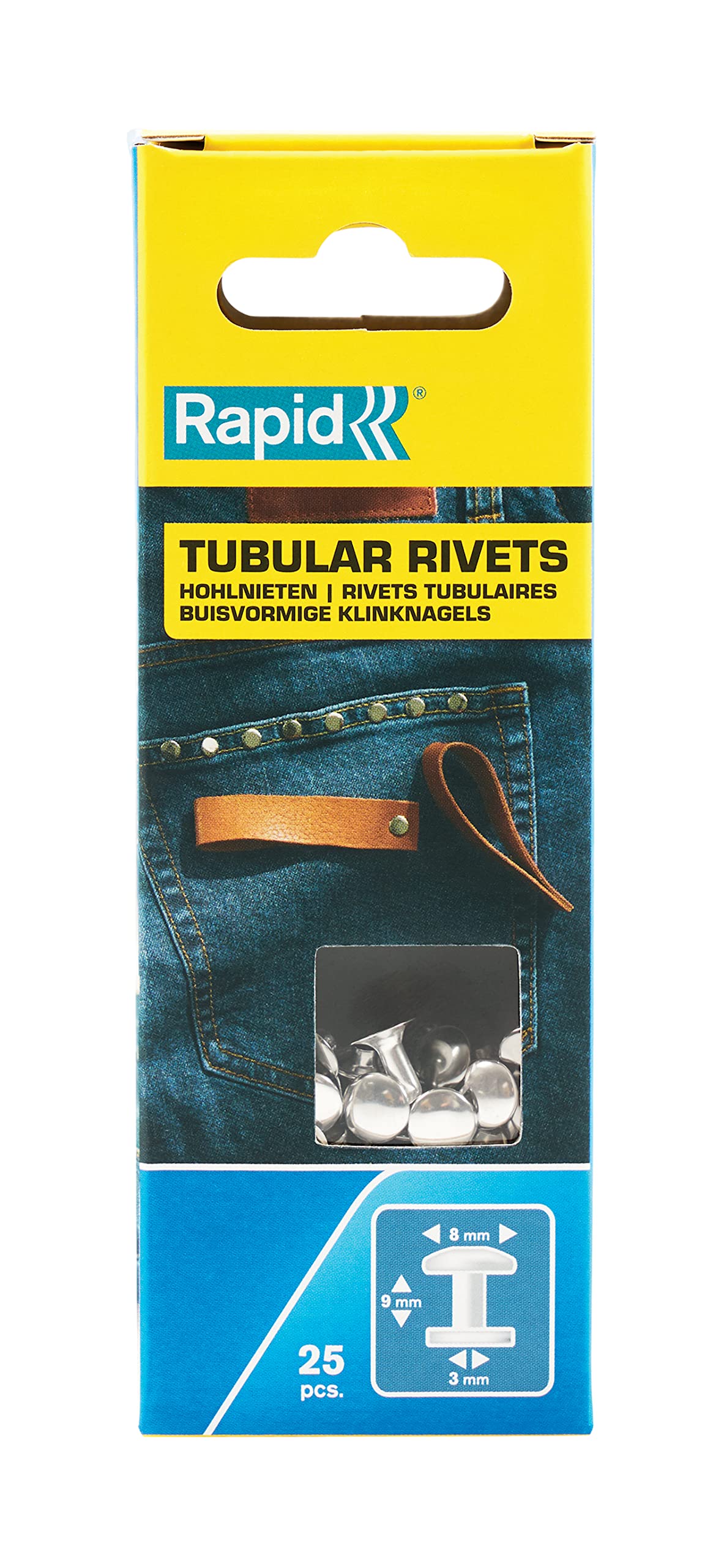 Rapid Tubular Rivets Multi-Purpose, 8 x 3 x 9 mm, 5000415 - 25 Pieces