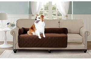 Brilliant Sunshine Premium Chocolate Silky Velvet Pet Sofa Bed, Slip Resistant, Waterproof, Washable Couch Protector with Removable Bolster Cushions, Furniture Covers for Dogs, X-Large, Chocolate