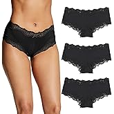 Maidenform Women's Underwear Pack w/Low-Rise, 3-Pack, Cheeky Lace Underwear Women Pack, Comfortable Lace Panties for Women
