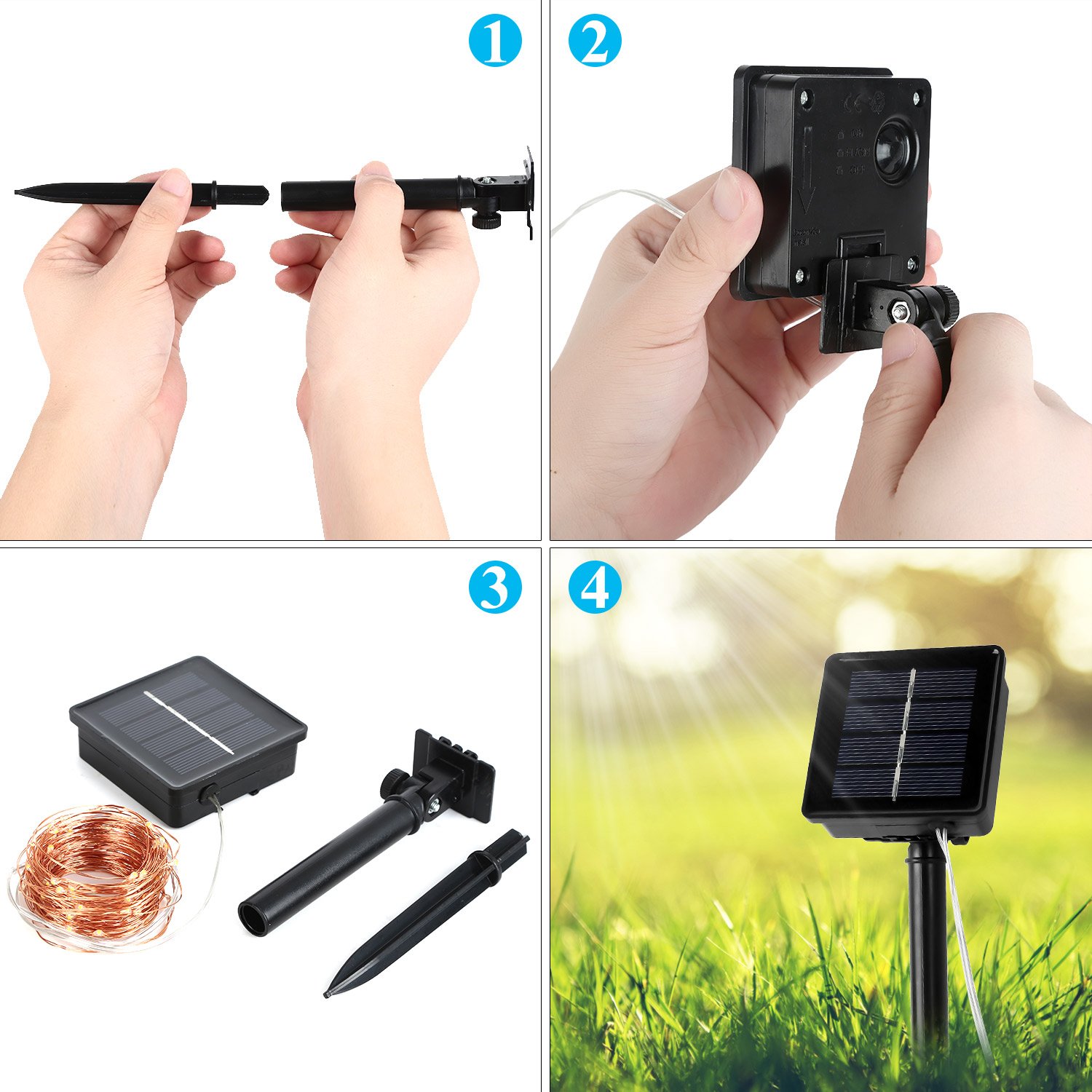 WAAO Solar String Lights, 33ft 100LED Outdoor String Lights, Waterproof Decorative String Lights for Patio, Garden, Home, Gate, Yard, Party, Wedding, Christmas (Warm White)