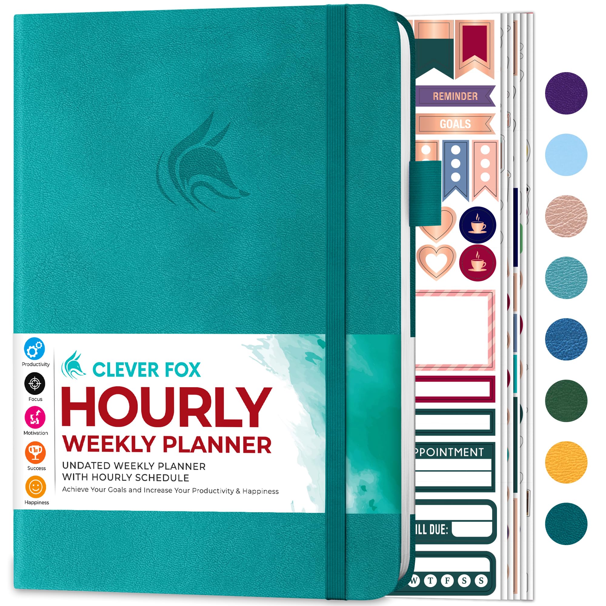 Clever Fox Planner Schedule โ Undated Weekly & Monthly Life Planner with Time Slots, Appointment Book & Daily Organizer, A5 (Turquoise) โ image 1