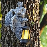 Elegondrar Solar Dragon Statue Outdoor Decor, Dragon Garden Decor with Lantern for Yard Lawn Patio Balcony, Christmas Birthday Housewarming Gifts for Mom, Grandma, Women, 9.5 Inch,Resin