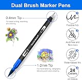 Halobios Dual Tip Brush Pens 24 Colors Art Markers for Drawing Calligraphy view 5