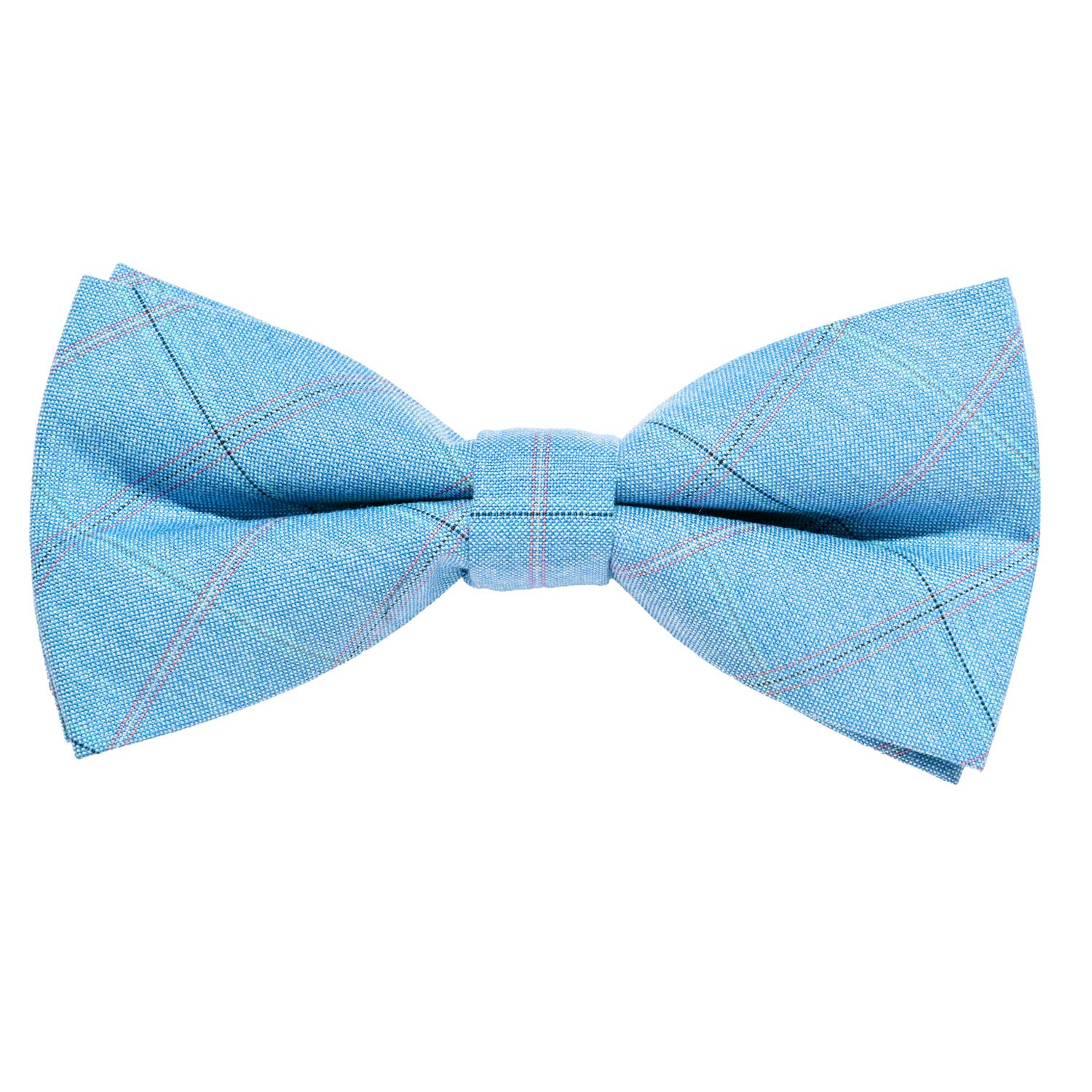 MASADA corduroy bow tie light blue plaid with coloured stripes - men's accessory in vintage look, continuously adjustable, handmade with hook closure - 12 x 6 cm