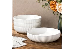 theterra 8.5'' Ceramic Pasta Bowls, Salad Bowls Set of 4, Stoneware Serving Bowls for Fruits, Noodle, Dinner, House-warming W